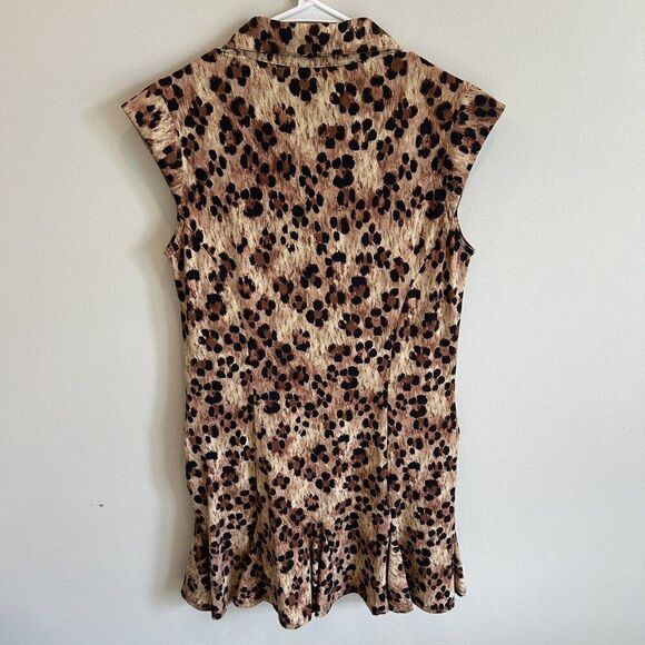 IBKUL Leopard Print Sleeveless Active Dress UPF 50+ Golf Tennis Pickleball M EUC - Picture 7 of 9